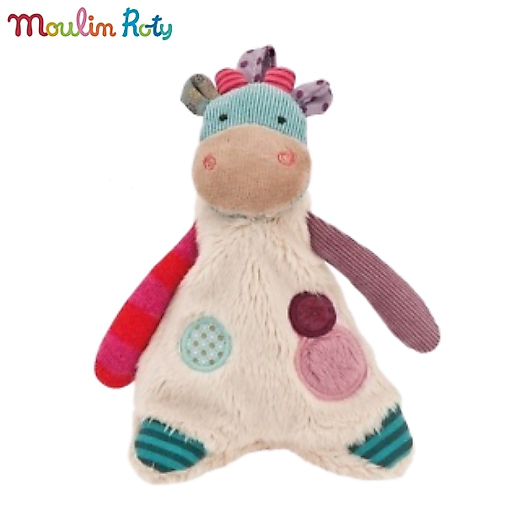 Moulin Roty ตุ๊กตากระเป๋าใส่เหรียญ กระเป๋าพวงกุญแจ 15cm. ออร์แกนิค Les Jolis วัว MR-629291