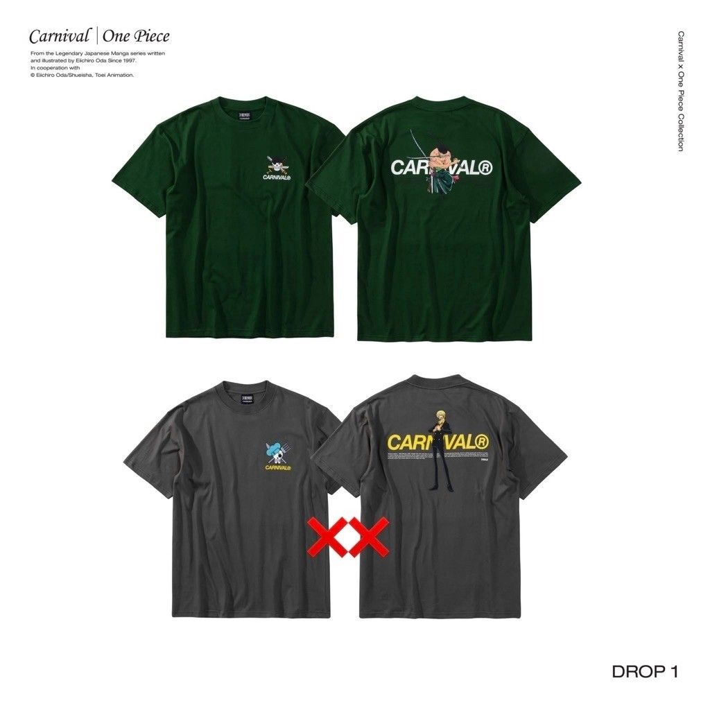 Carnival X One piece Zoro Size.L มือ2 💯 (สภาพใหม่ใส่2ครั้ง)