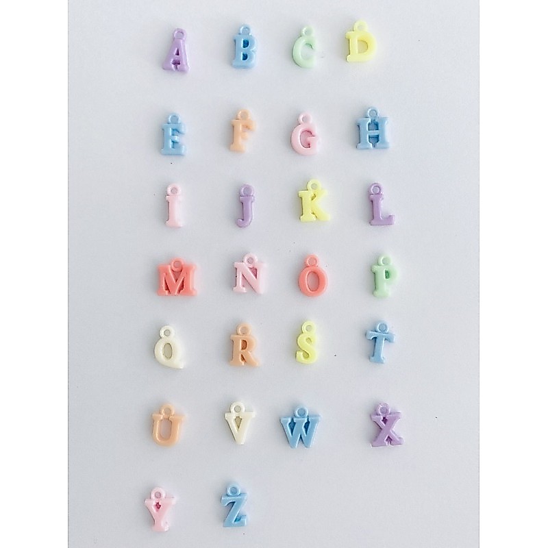 ลูกปัด ตัวอักษร ภาษาอังกฤษ ABC จี้ จี้ห้อย สีพาสเทล