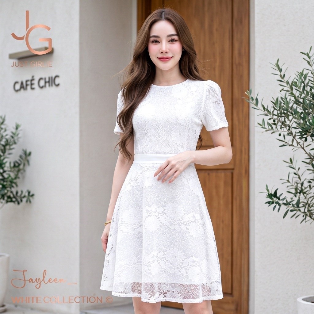 ส่งต่อมือ 1 💛Dress Jayleen💛เดรสลูกไม้ ยาวเสมอเข่า ดีไซส์สวย น่ารัก  ใส่เที่ยว ใส่ออกงาน เดรสสวยราคาถ