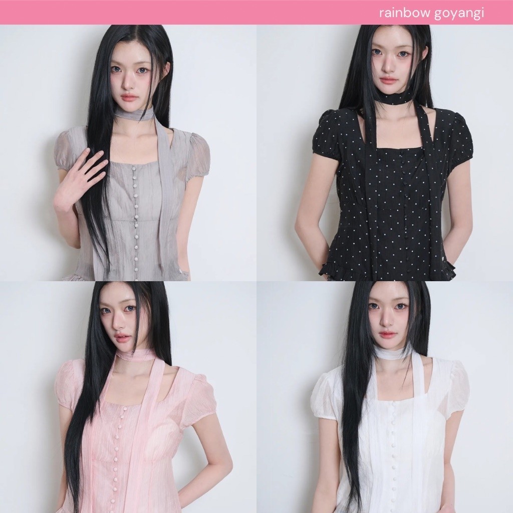 ILLIGO Ribbon Tie Square Neck Blouse 🐈✨