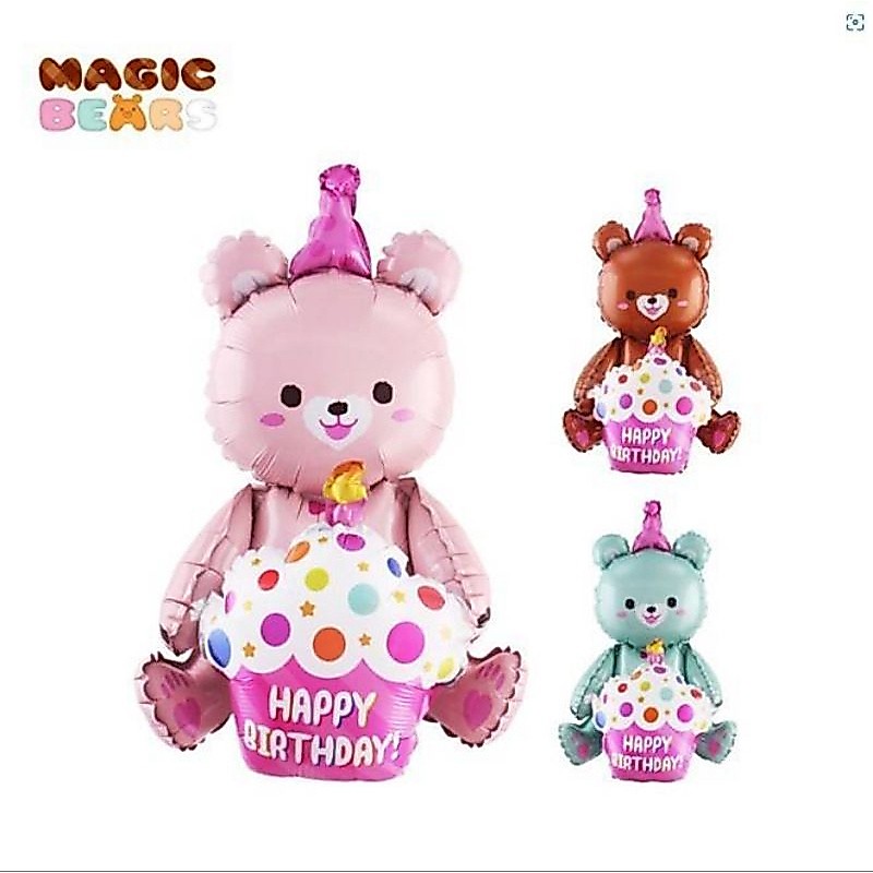 พร้อมส่ง ลูกโป่งวันเกิด ลูกโป่ง ลูกโป่งหมี ลูกโป่งอัดลมฮีเรียม วันเกิด#Meritkid