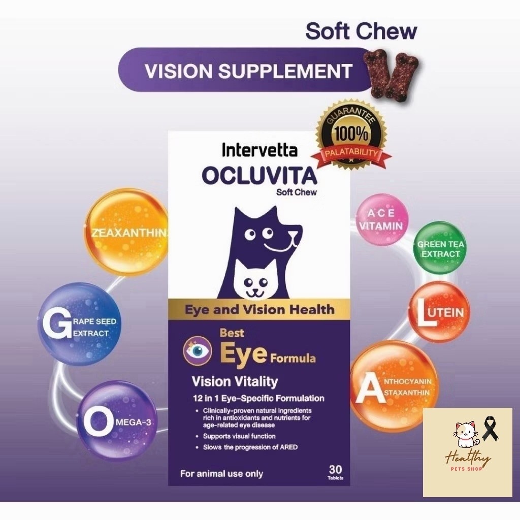Intervetta OCLUVITA Soft Chew วิตามินบำรุงสายตา ชะลอความเสื่อมของดวงตา exp 7/27