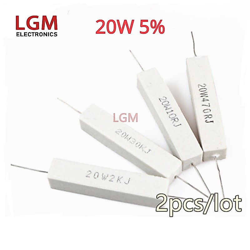 ตัวต้านทานพลังงานซีเมนต์ 20W 5% 0.1R-470R 1R 2R 2.2R 2.5R 3R 4R 5R 8R 10R 30R 33R 200R 470R โอห์ม 2 