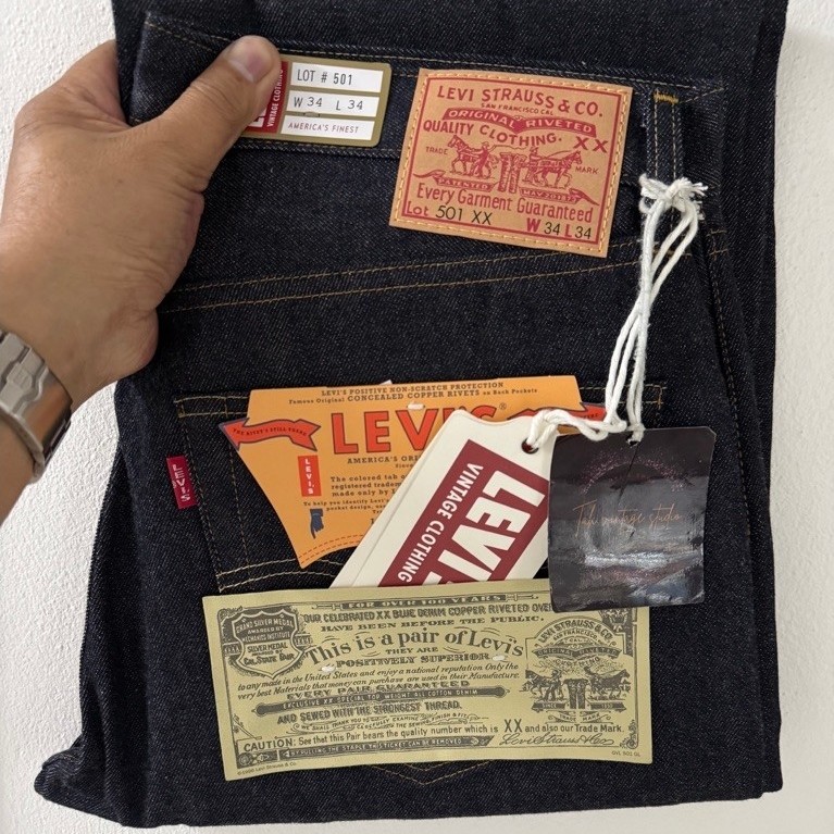 Levi’s 501 XX redtap-big”E” ริมแดง LVC 1955 Made in Japan , button 3015 Size W34 L34 (ขนาดจริงดูตรงร