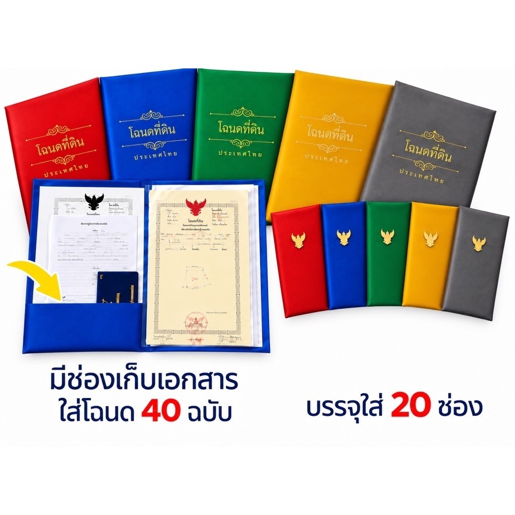 แฟ้มผ้าไหมใส่โฉนดที่ดินได้40แผ่น(บรรจุไส้20ซอง) พร้อมช่องใส่เอกสาร ใส่โฉนดขนาด 24x 36 cm กรุณาอ่านรายละเอียดก่อนกดสั่ง
