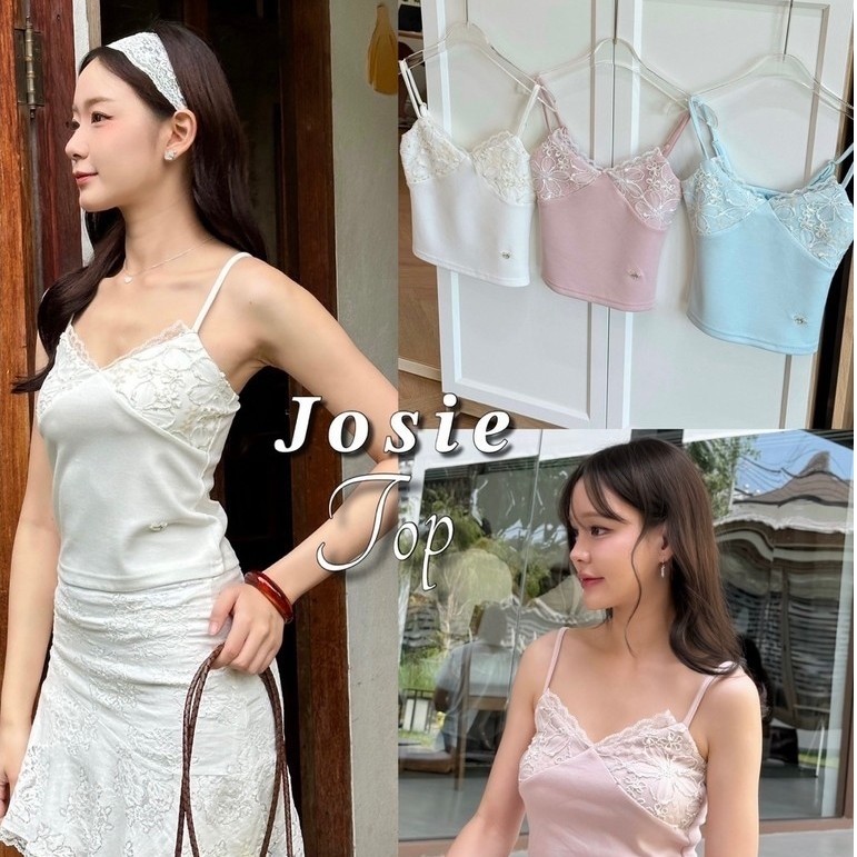 imily.style : Josie top เสื้อสายเดี่ยวแต่งลูกไม้