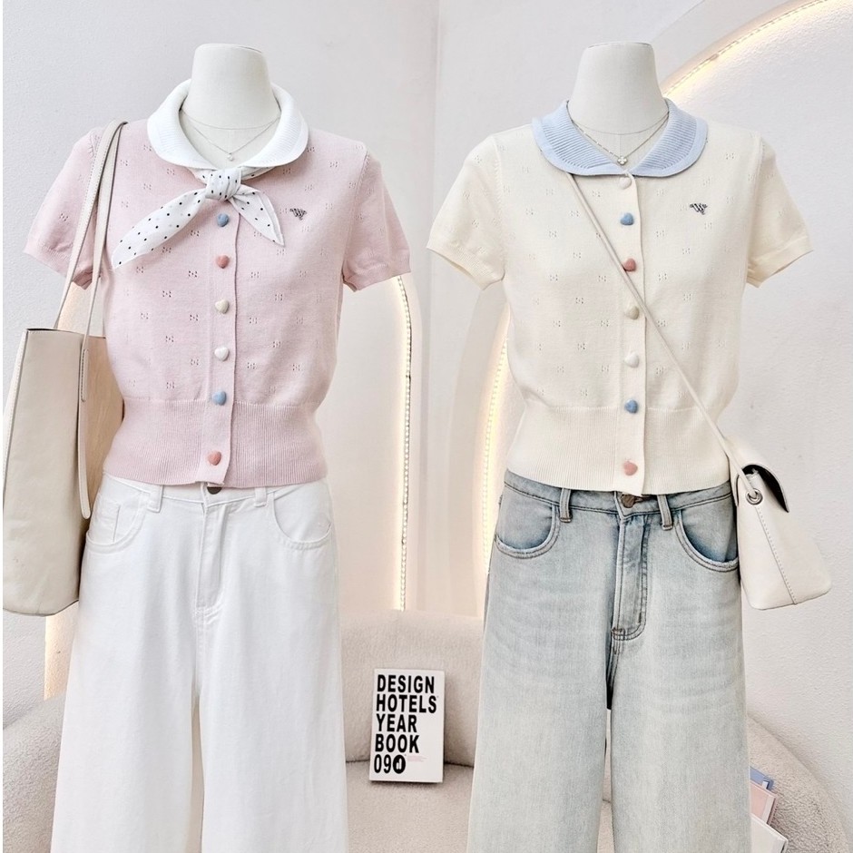WA YA เสื้อเชิ้ตปกโค้ง กระดุมหน้า ผ้าไหมพรม