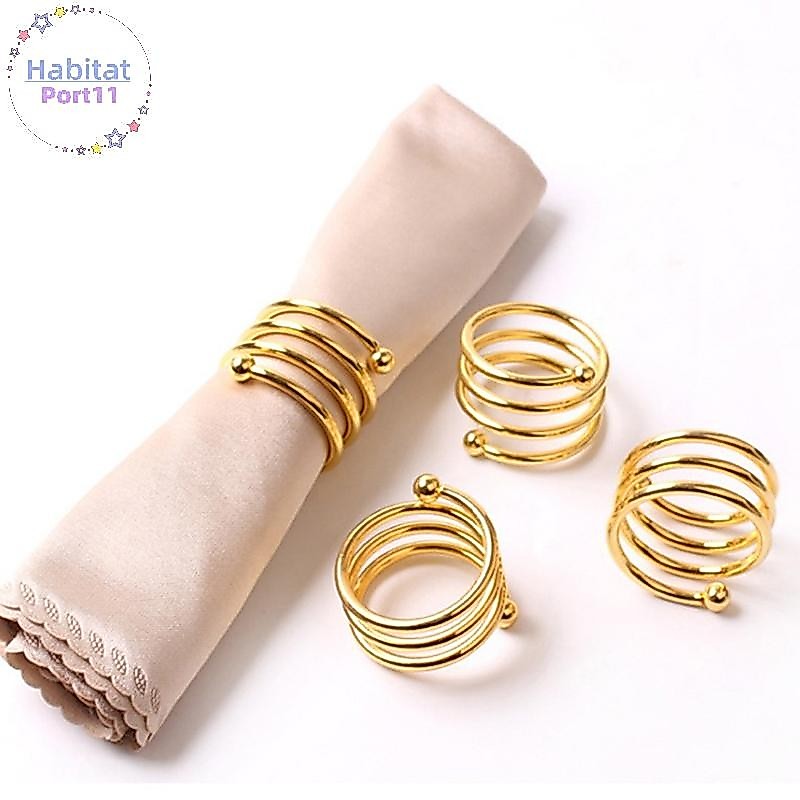 Habitatport 1PC Creative Metal Napkin Ring ปุ่มแหวนผ้าเช็ดปาก Western Buckle ผ้าเช็ดปากแหวน th