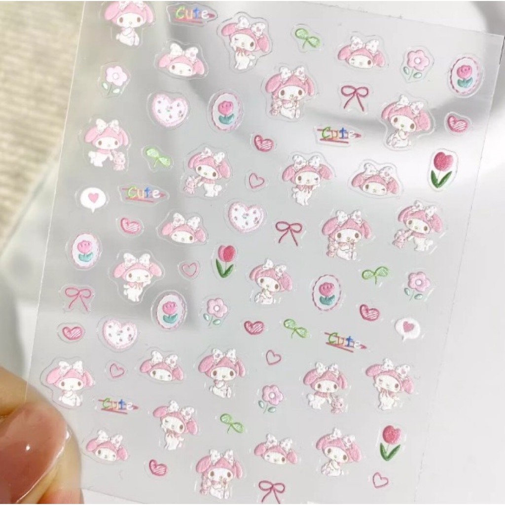 สติกเกอร์ติดเล็บลายการ์ตูนน่ารักมาก ตกแต่งของอเนกประสงค์ สีชมพูหวานแหว๋ว แบ๊วๆ สินค้าพร้อมส่ง