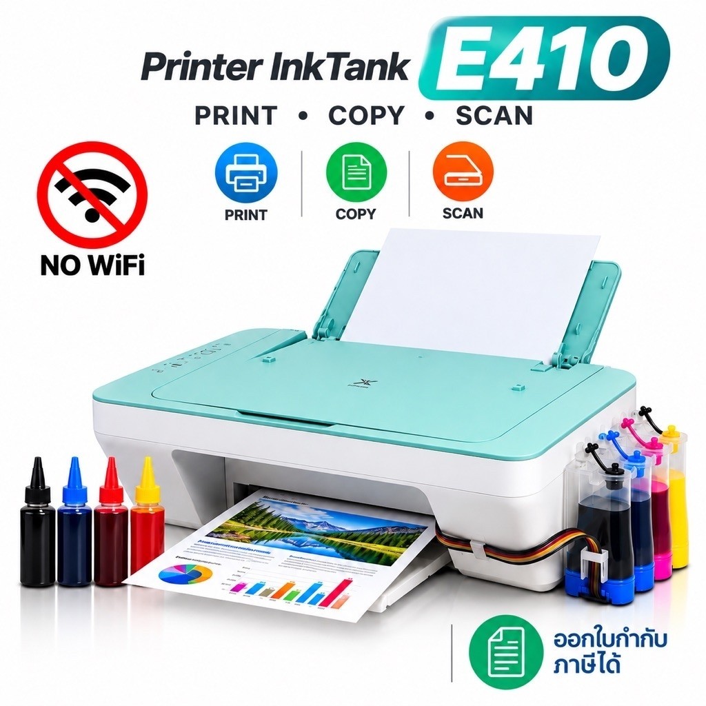 Canon Pixma E410 พร้อมติดตั้ง INKTANK และ น้ำหมึก