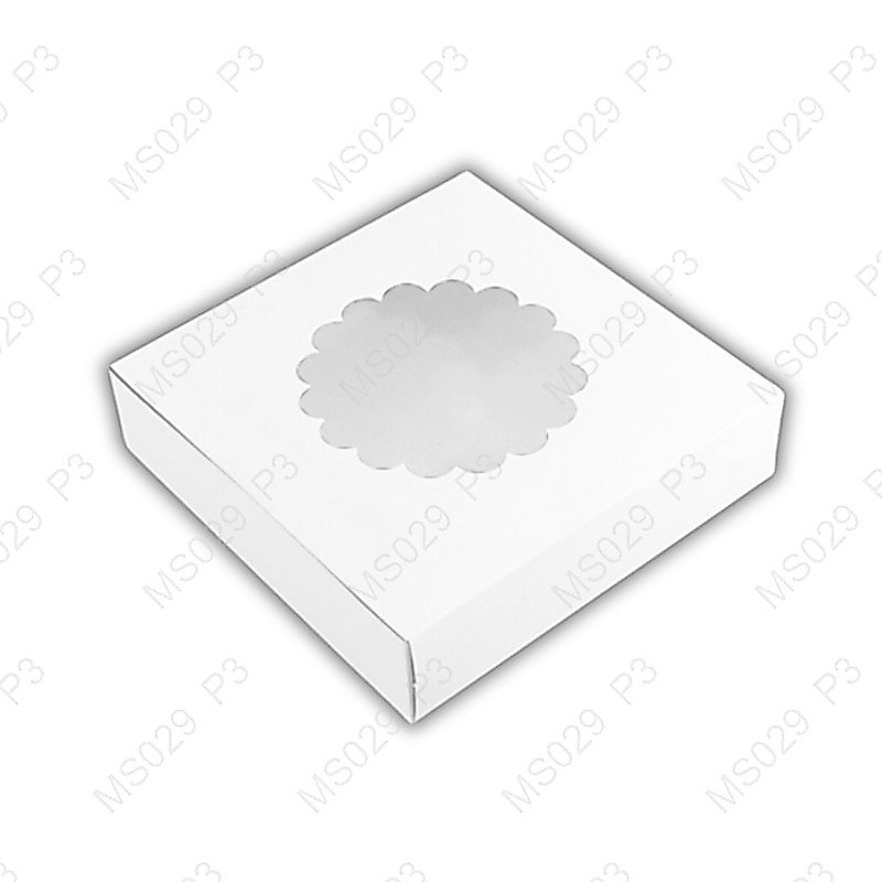 กล่องแม็ค"พิซซ่า" ขาว เจาะ7 x 7 x 2 นิ้ว(1แพ็ค X 100กล่่อง)|MS029_P3