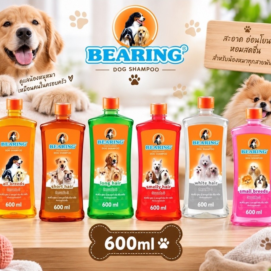 (พร้อมส่ง) แชมพูสุนัข Bearing แชมพูกำจัด เห็บ หมัด (600 ML)