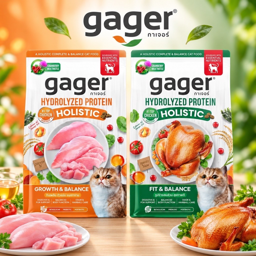 (พร้อมส่ง)Gager อาหารแมว กาเจอร์ โฮลิสติก เสริมวิตามิน เพื่อสุขภาพ พัฒนาโดยสัตวแพทย์  (ขนาด 1 กิโลกร