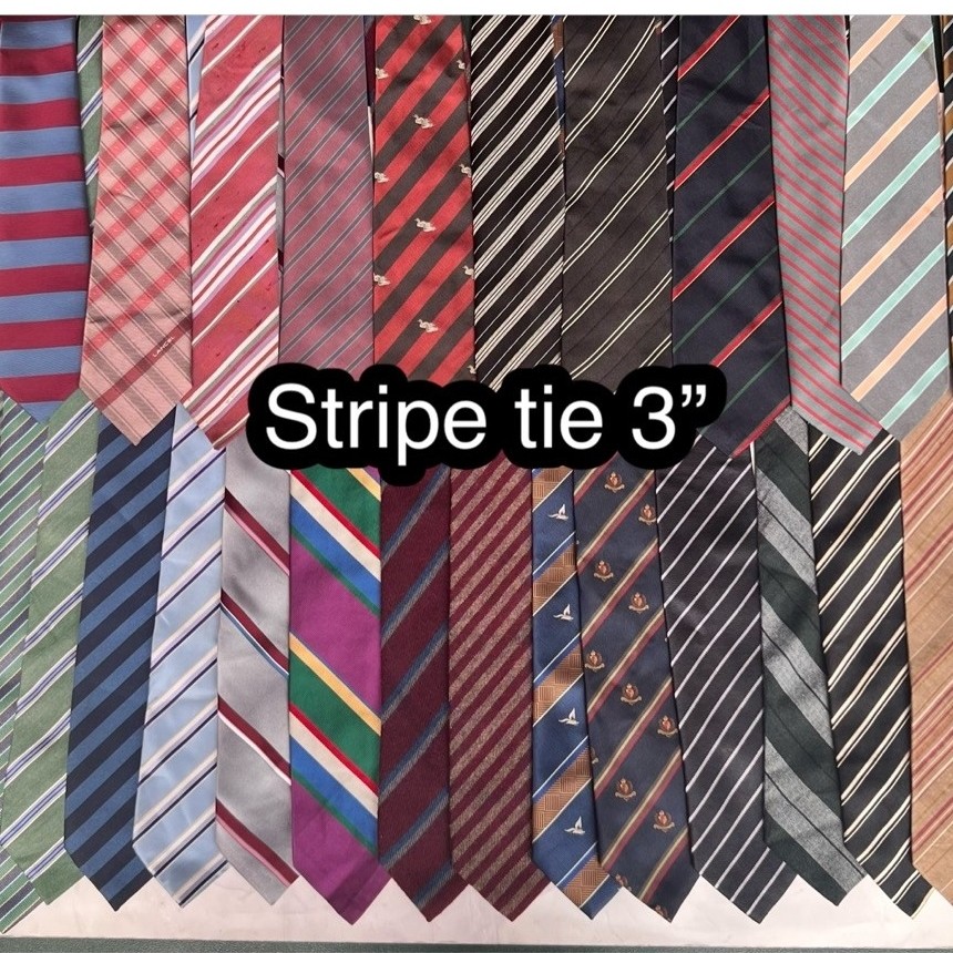 Set 9 Stripe tie slim 3“(8cm)เนคไททำงานลายทาง ทรงสลิม แบบผูก นำเข้าญี่ปุ่นคัดเกรด