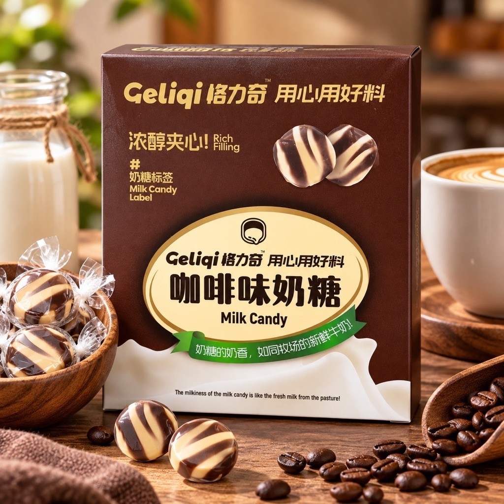 ลูกอมนมรสกาแฟสอดไส้เข้มข้น (Coffee Milk Candy)