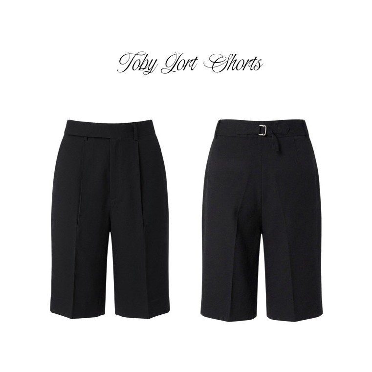 MIST OF RAIN - Toby Jort Shorts กางเกง Jort ทรงยาวแบบ Tailored ดีไซน์เรียบเท่ พร้อมดีเทลเข็มขัดบริเว