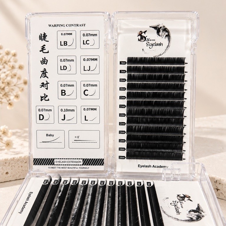 ขนตาเส้นต่อเส้น0.07 Camellia LD LC  LB , LJ Doyin  Snow Eyelash ขนตามีกาวจับช่อไม่แตก
