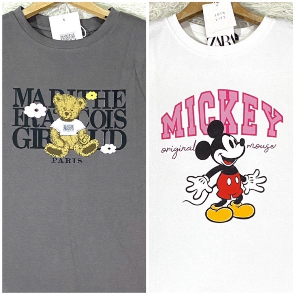มือ1 เสื้อยืดคอกลมแขนสั้น เสื้อยืดงานป้าย ผ้ามูจิ Cotton Premium