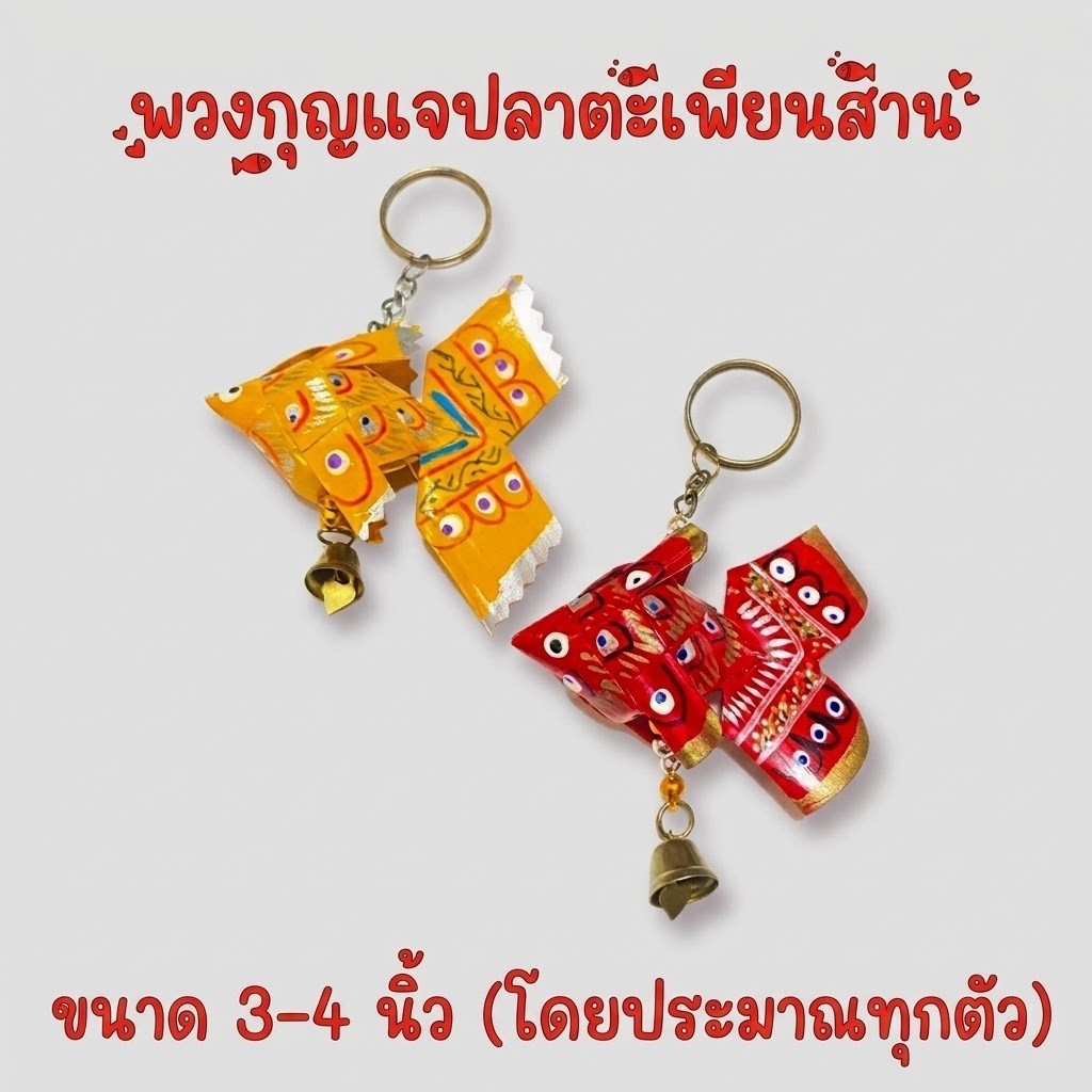 พวงกุญแจปลาตะเพียนสานงานฝีมือ ของชำร่วยขนาด 3x4 นิ้ว ของฝาก ของขวัญ จากแหล่งผลิตโดยตรง