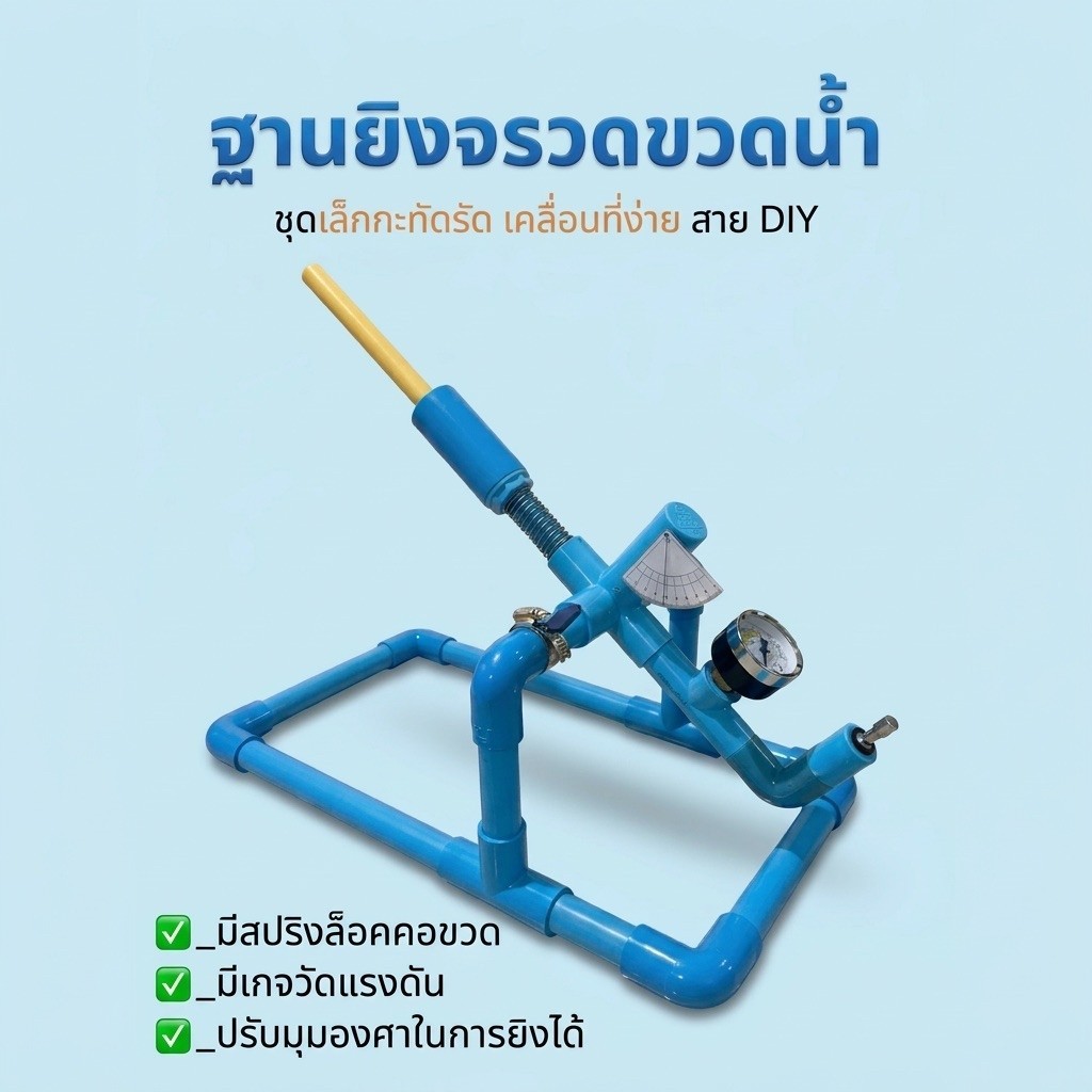 ฐานยิงจรวดขวดน้ำ ชุดเล็กกะทัดรัดเคลื่อนที่ง่ายสาย DIY