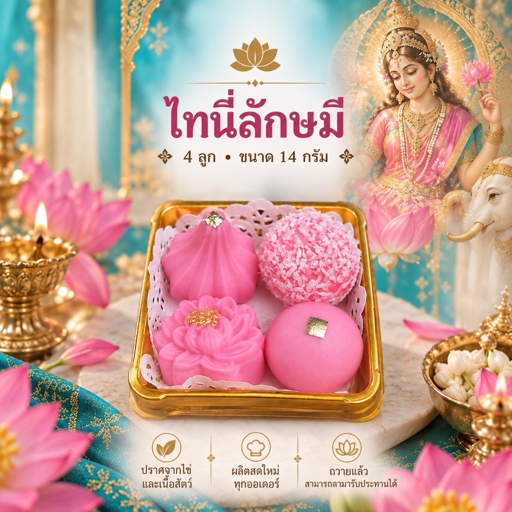 ไทนี่ลักษมี 4 ลูก | ขนมถวายพระแม่ลักษมี ขนาด 14 กรัม