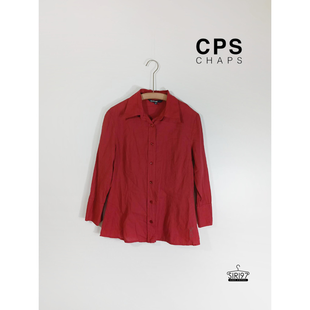 เสื้อเชิ้ตผู้หญิง คอปกแขนยาว CPS สีเลือดหมู สภาพ85% มีสีดรอปลงเล็กน้อย
