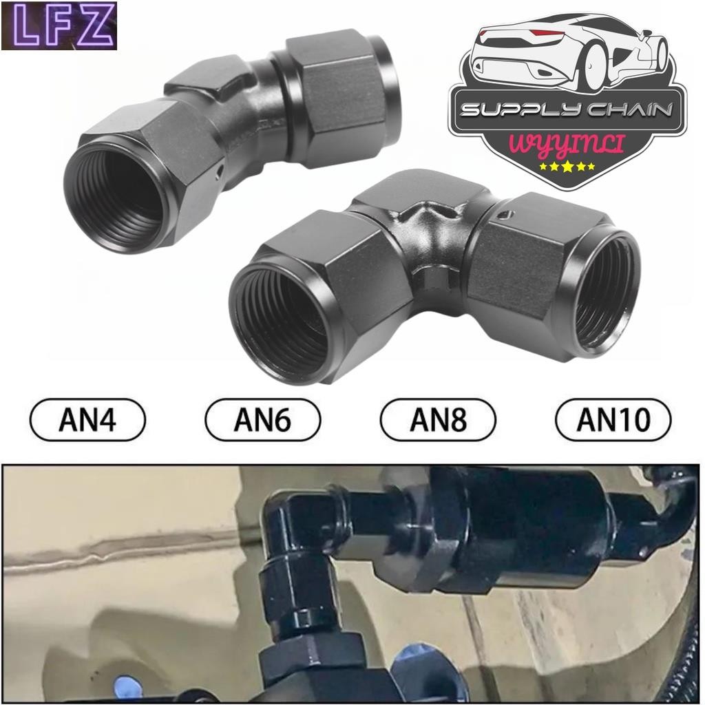 อะแดปเตอร์ท่อเกลียว AN4 AN6 AN8 AN10 ตัวเมีย สําหรับสายถัก 45 องศา 90 องศา สีดํา TF-1109