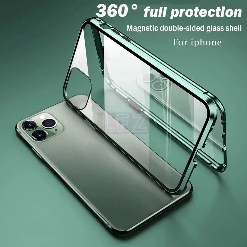 360°เคสโทรศัพท์มือถือ แบบแม่เหล็ก ป้องกันเต็มรูปแบบ สองด้าน สําหรับ IPhone 15 14 Pro Max Plus