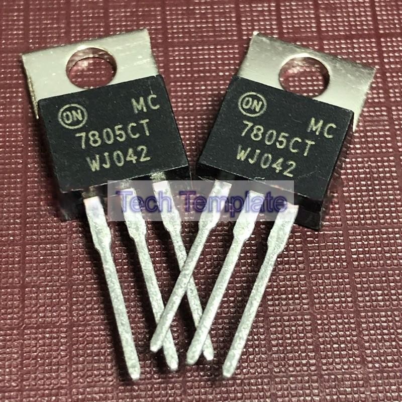((1 ชิ้น) ชิ้นส่วนอิเล็กทรอนิกส์ MC7805CT คลังสินค้าพร้อมท่อปรับแรงดันไฟฟ้าแบบสามปลาย TO-220 5V 1A