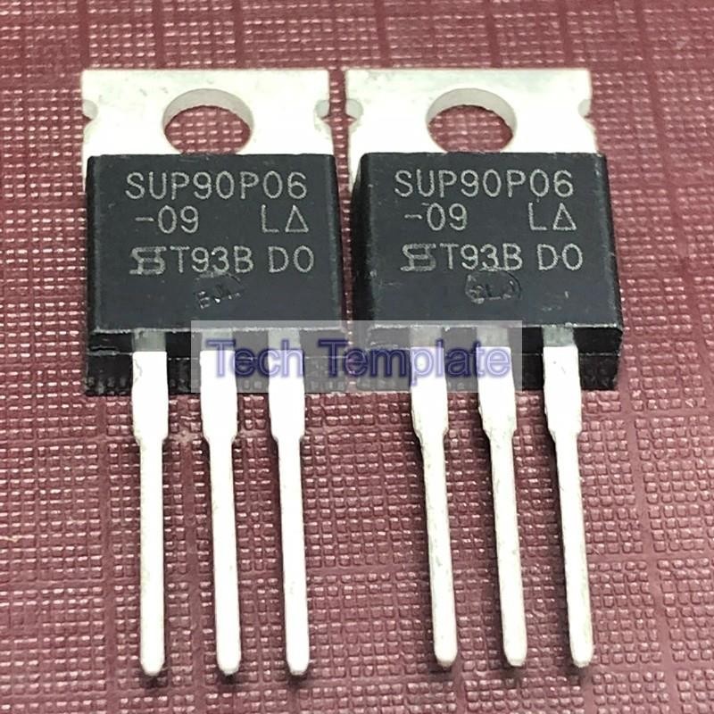 ((1 ชิ้น) ชิ้นส่วนอิเล็กทรอนิกส์ SUP90P06-09L คลังสินค้าพร้อม TO-220 90A 60V MOS Field Effect Tube