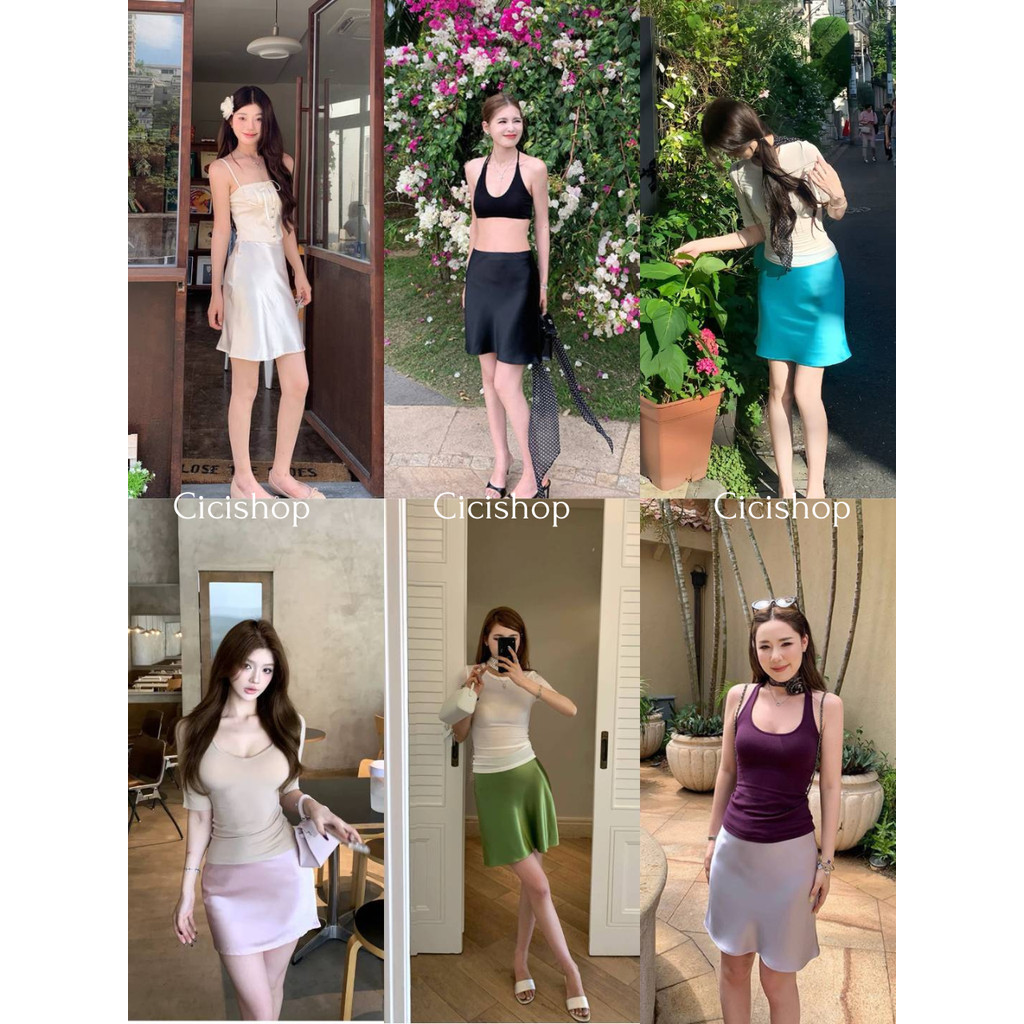 Cicishop(2538) กระโปรงสั้น มีซิบข้าง ดีไซส์แบบใหม่เก๋ไม่ซ้ำใคร ผ้ามีความวาวๆ เรียบหรูดูแพงใส่ออกงานได้