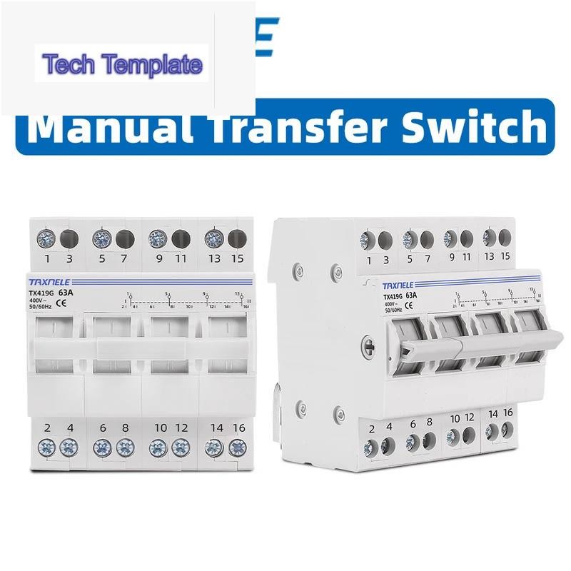 4P 40A 63A MTS Dual Power Manual Transfer Isolating Switch Interlock Circuit Breaker 230V 400V Modul