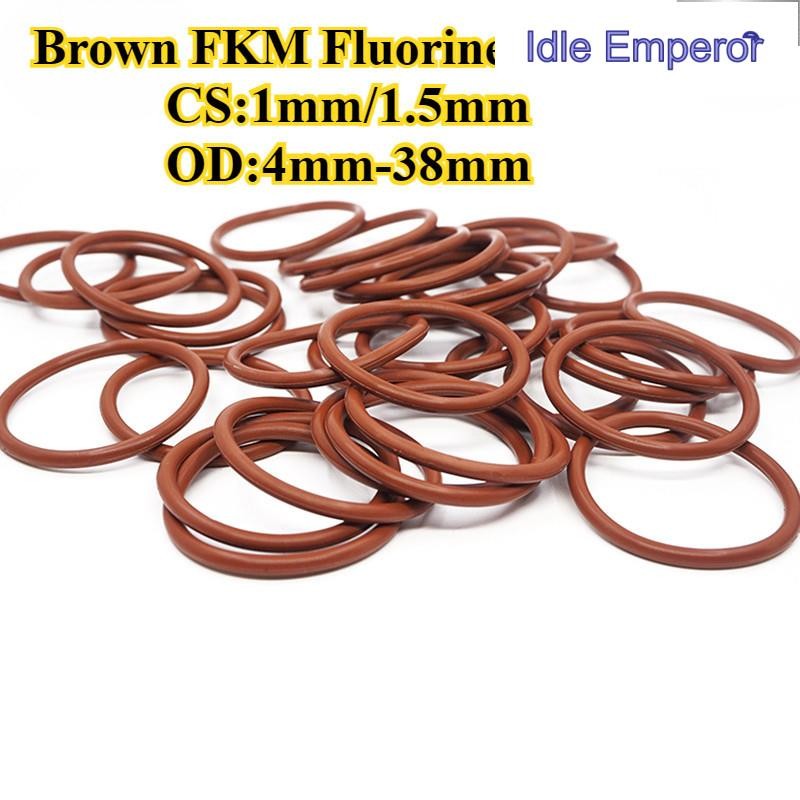 [-OXQ] โอริงสีน้ําตาล FKMฟลูออรีน (CS1mm/1.5mm * OD4mm-38mm) ยางกันน้ําทนอุณหภูมิสูง, ทนแรงดัน