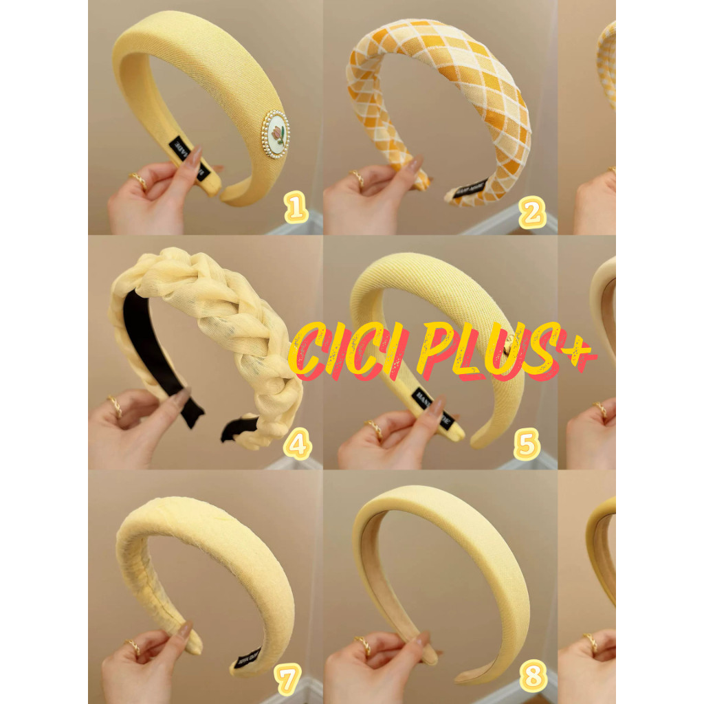 CiCi Plus+ (Y499) ที่คาดผมสีเหลือง ลวดลายน่ารักสดใส มีหลายแบบ ใส่แมทช์ได้หลายลุคหลายสไตล์