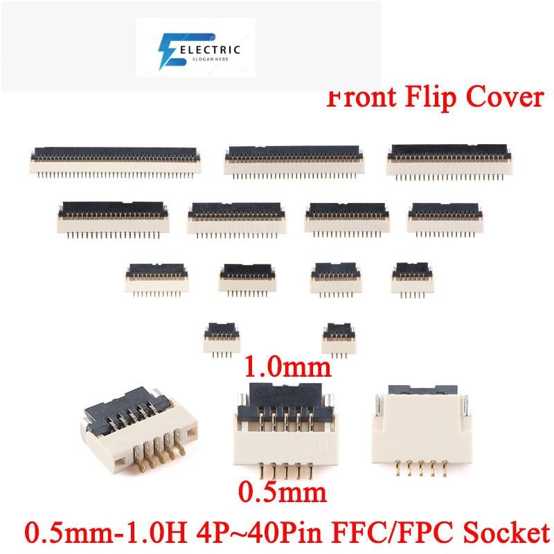 10PCS FFC/FPC ซ็อกเก็ต 0.5 มม.Pitch 1.0H คู่แบนสายเชื่อมต่อฝาครอบด้านหน้า Clamshell ประเภท 4 P/5 P/6