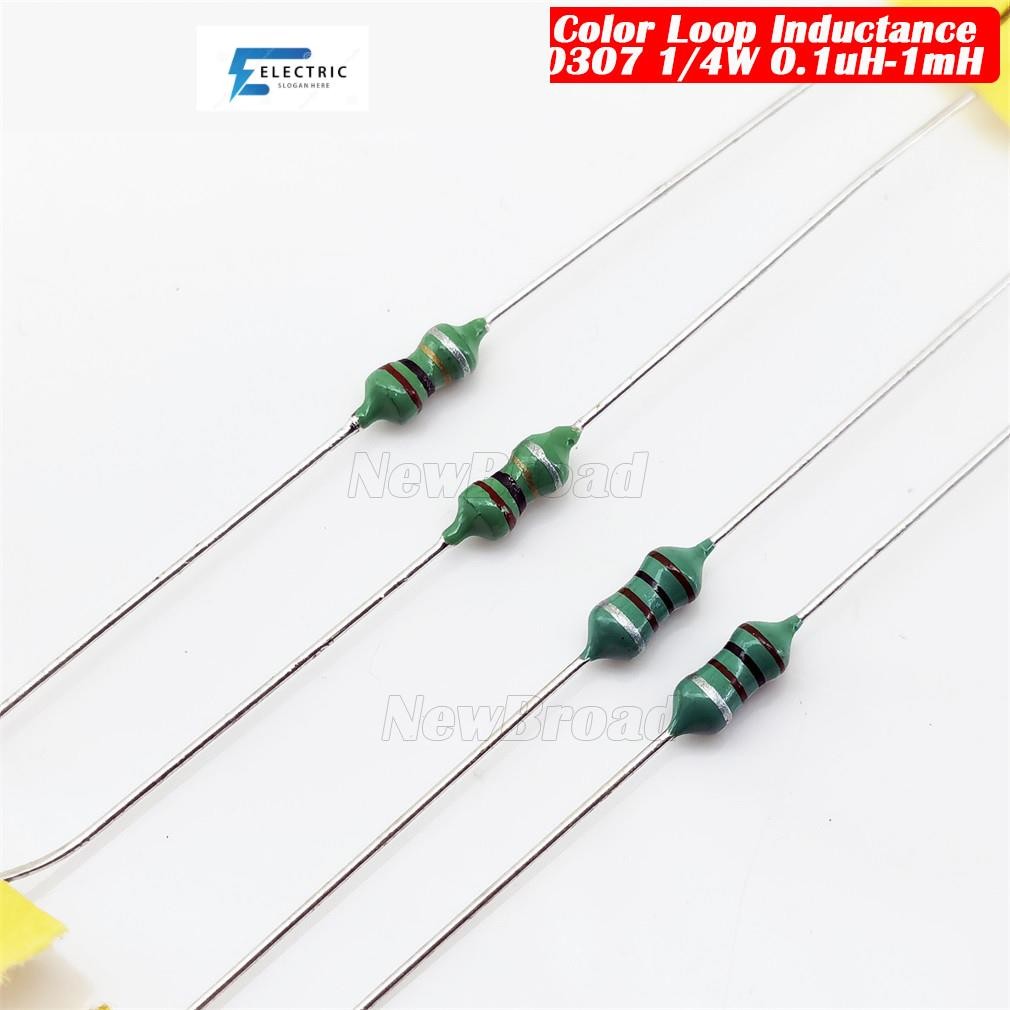100PCS Color Loop Induction 0307 1/4W 0.1uH 1uH 1.2uH 1.5uH 1.8uH 2.2uH 2.7uH 3.3uH 10uH 100uH 120uH