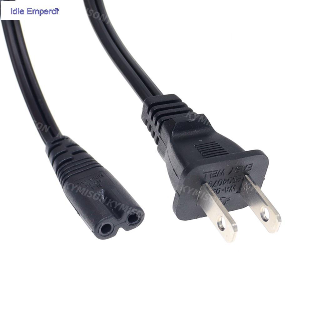 NEMA 1-15P ถึง IEC320 C7 สายไฟสําหรับ TV/PS,USA 2 Prong สายไฟมุม, SPT-2x18AWG, 1.5 ม. สีดําสีขาว