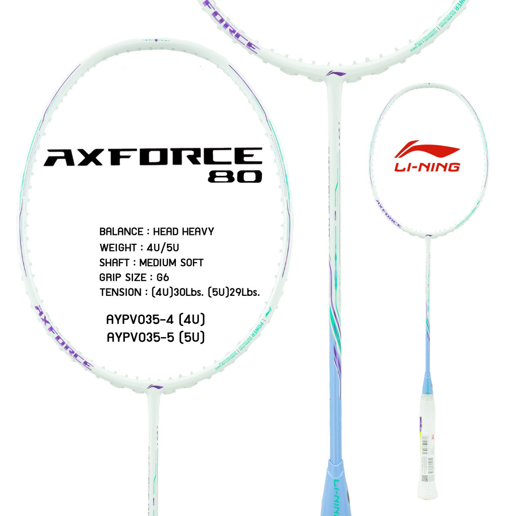 LI-NING AXFORCE 80 Light 4U/5U ไม้แบดมินตัน แถมซอง+กริปพันด้าม+เอ็น พร้อมขึ้นให้ฟรี เลือกได้ที่หัวข้