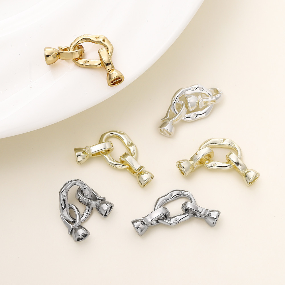 St. kunkka 2 ชิ้น 11 * 31 มม. สี Retention ทองแท้ทองแดงไม่สม่ําเสมอสร้อยคอรูปไข่หัวเข็มขัดสําหรับ DI