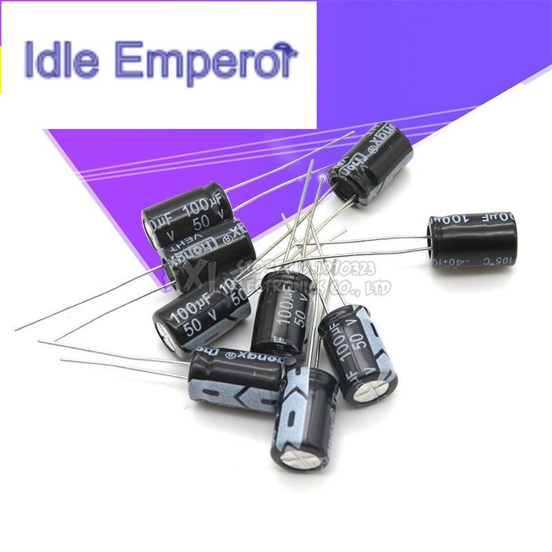 ตัวเก็บประจุอิเล็กโทรไลต์ 50v100uf 100uf50v 6*12 50v 100uf 6x12 50 ชิ้น