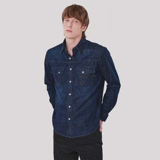 John Henry เสื้อเชิ้ตผู้ชายแขนยาว ทรงเข้ารูป รุ่น JH F425MSLSM12 - สียีนส์เข้ม