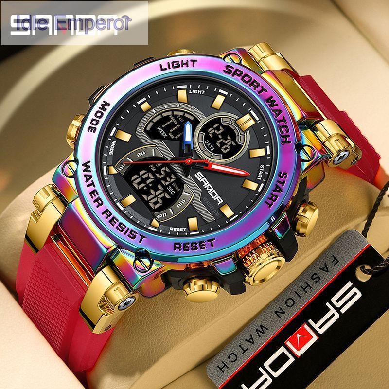 Sanda 6183/in stock นาฬิกาสําหรับผู้ชายกันน้ําของขวัญต้นฉบับ led นาฬิกา sanda สําหรับผู้ชายกลางแจ้ง