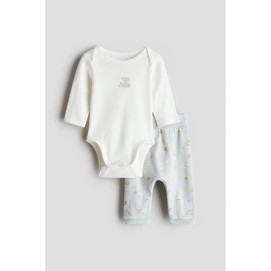 H&M(เอชแอนด์เอ็ม) ชุดผ้าฝ้าย 2 ชิ้น Infants 2-piece cotton set 1289635_1