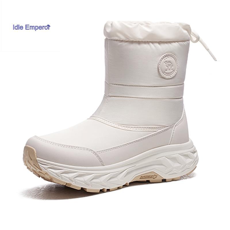 CAMEL CROWN รองเท้าบูทหิมะกลางแจ้งสําหรับฤดูหนาวของผู้หญิงบวกกํามะหยี่อบอุ่นกันน้ํากันลื่น