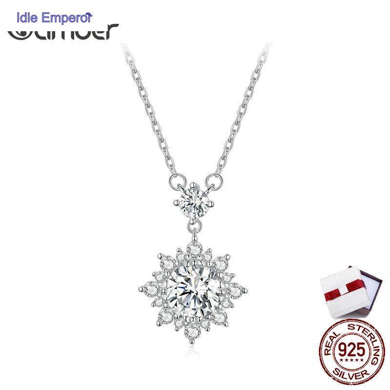 Bamoer สร้อยคอเงิน 100% พร้อมใบรับรอง แฟชั่นเรียบง่าย 1ct VVS1 MSN017