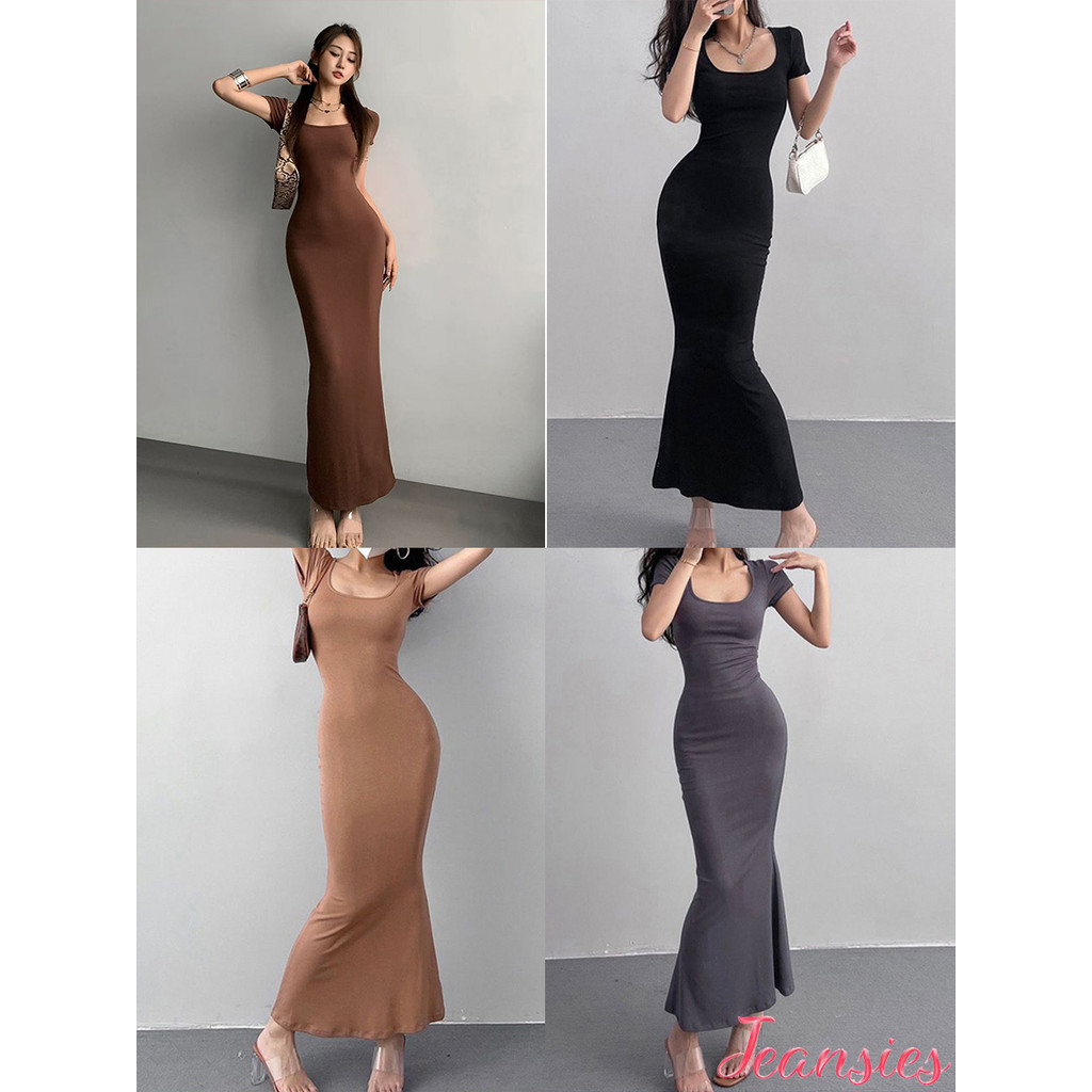 ชุดเดรสผู้หญิงแฟชั่น ทรงเข้ารูป สไตล์สาวเซ็กซี่ เนื้อผ้ารัดรูปโชว์รูปร่าง