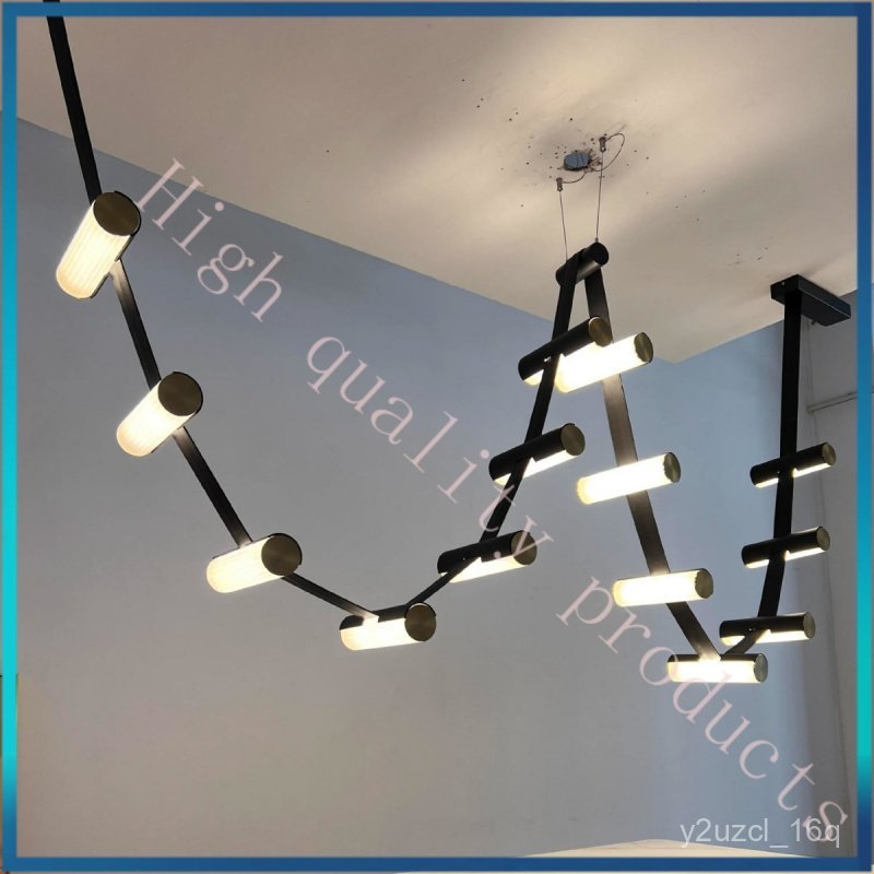 Postmodern Art Design Leather Restaurant Bar Pendant Light Designer Model Room Long Strip Creative A