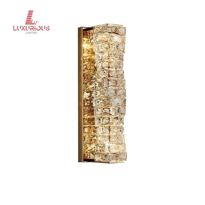 Light Luxury Stainless Steel Bedroom Bedside Lamp Atmosphere Living Room Staircase Hotel Club Crysta