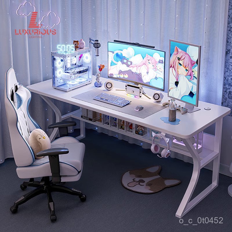 โต๊ะเกมมิ่งสีขาว โต๊ะคอมพิวเตอร์ โต๊ะทำงานที่บ้าน ชุดเก้าอี้ โต๊ะเรียนในห้องนอน โต๊ะเขียนหนังสือ QOS